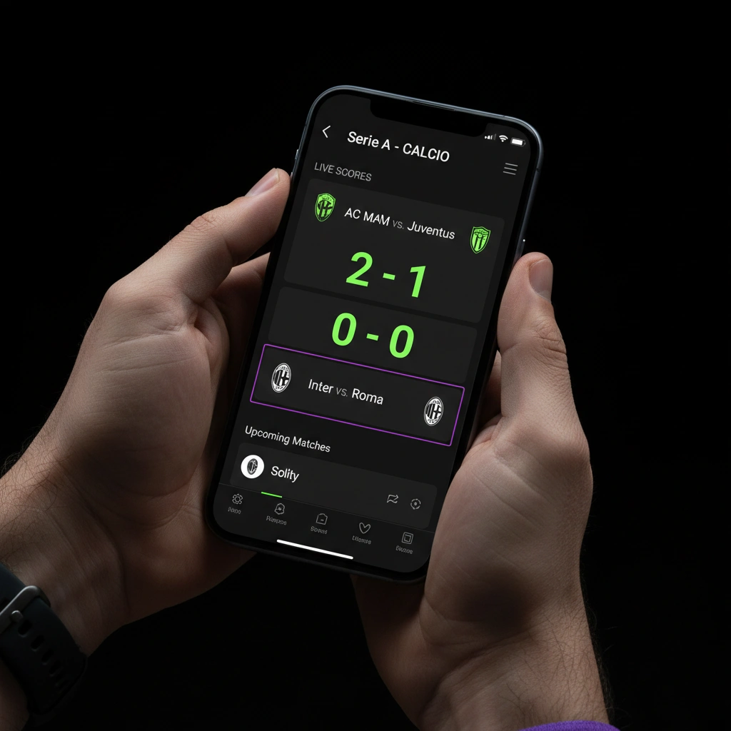 Smartphone con la Betsider app mobile aperta sui risultati sportivi live