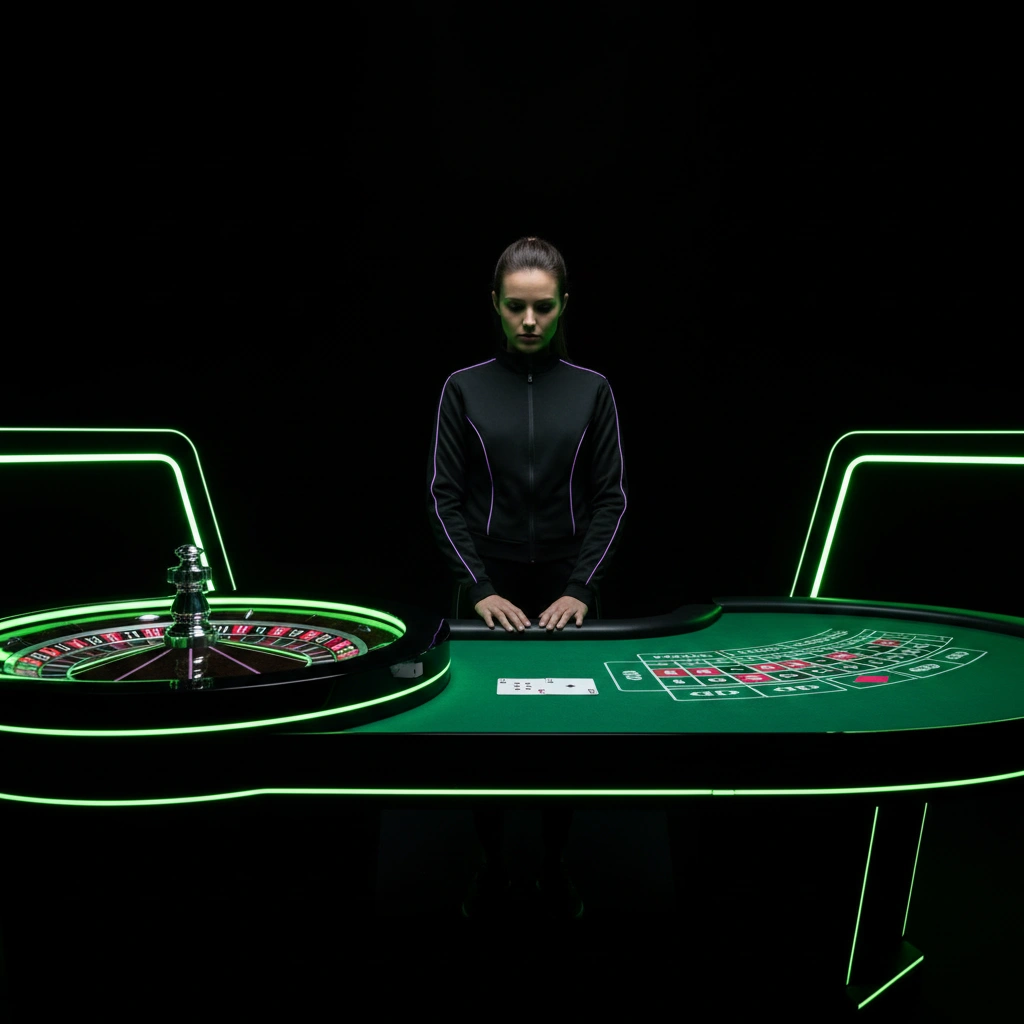 Croupier al tavolo verde dello studio del Betsider casinò live